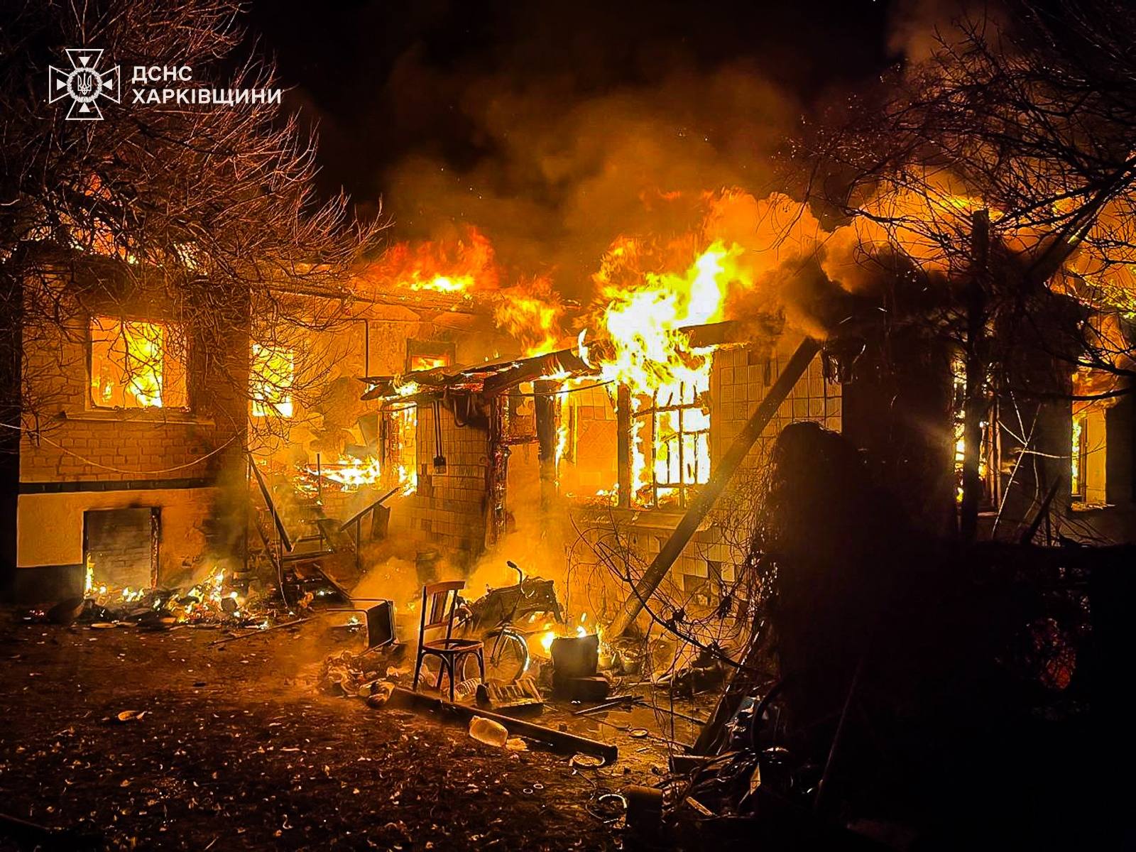 Палаючий будинок в місті Куп'янськ